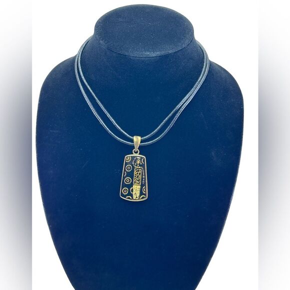 Chico's Leather Cord Necklace Egyptian Style Pendant - Picture 1 of 5